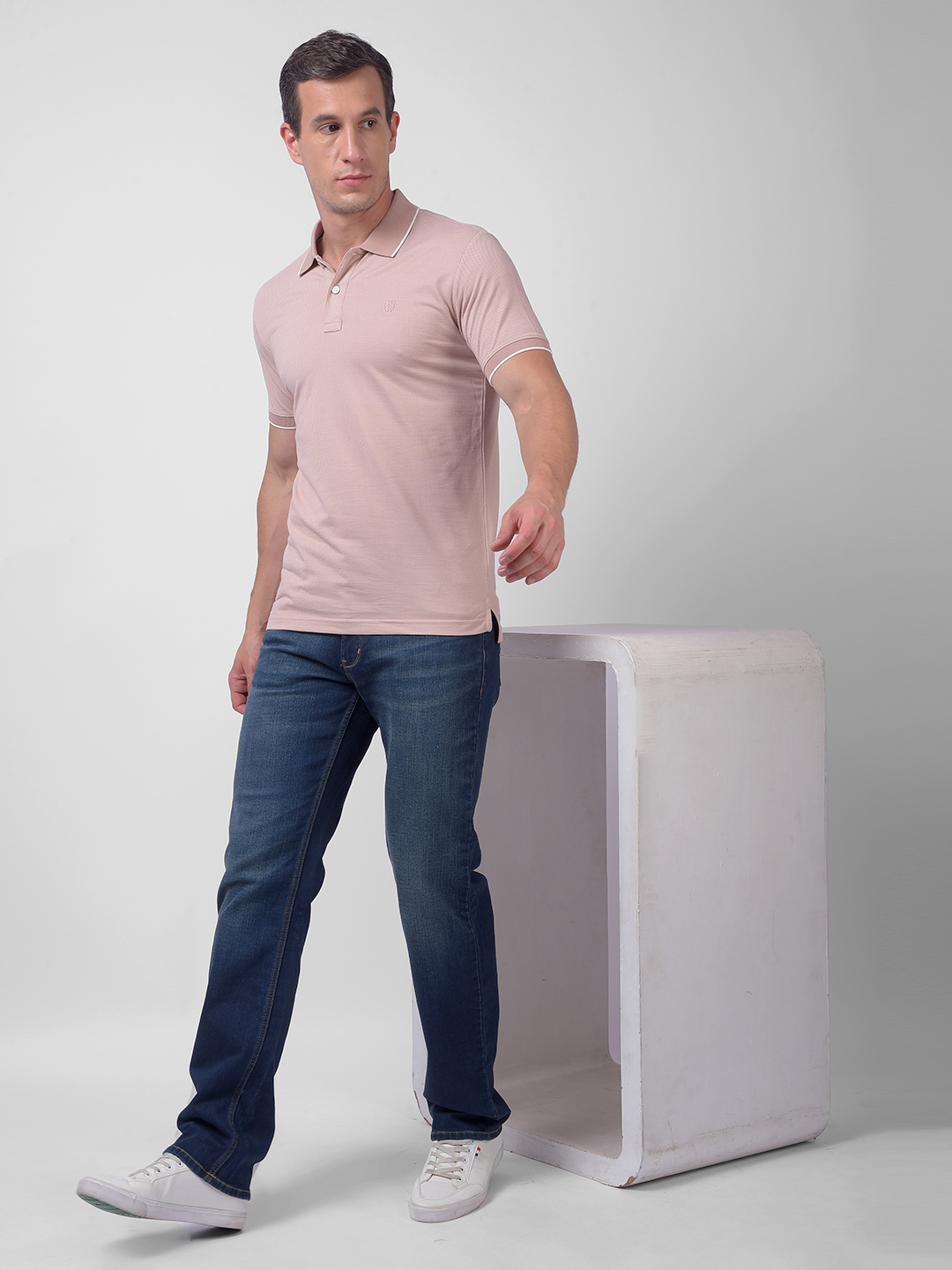 Numero Uno Men Beige Polo Neck T-Shirt